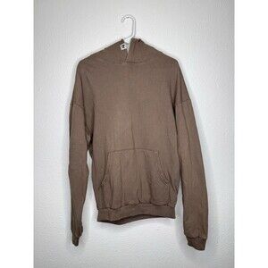 Thirty Years Mens Hoodie Small Brown Solid Pockets Hooded Pullover Cotton USA